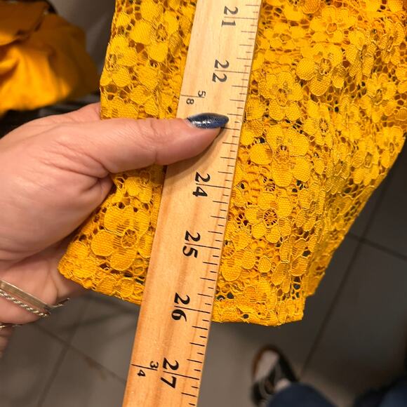& Other Stories Yellow Lace Flare Stretch Pull on Pants Sz 2 - Picture 12 of 12